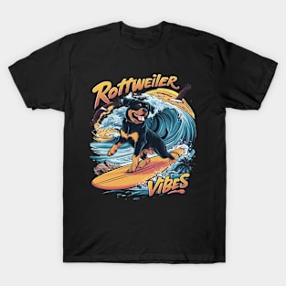 Paws and Waves Rottweiler Surfing Adventure T-Shirt